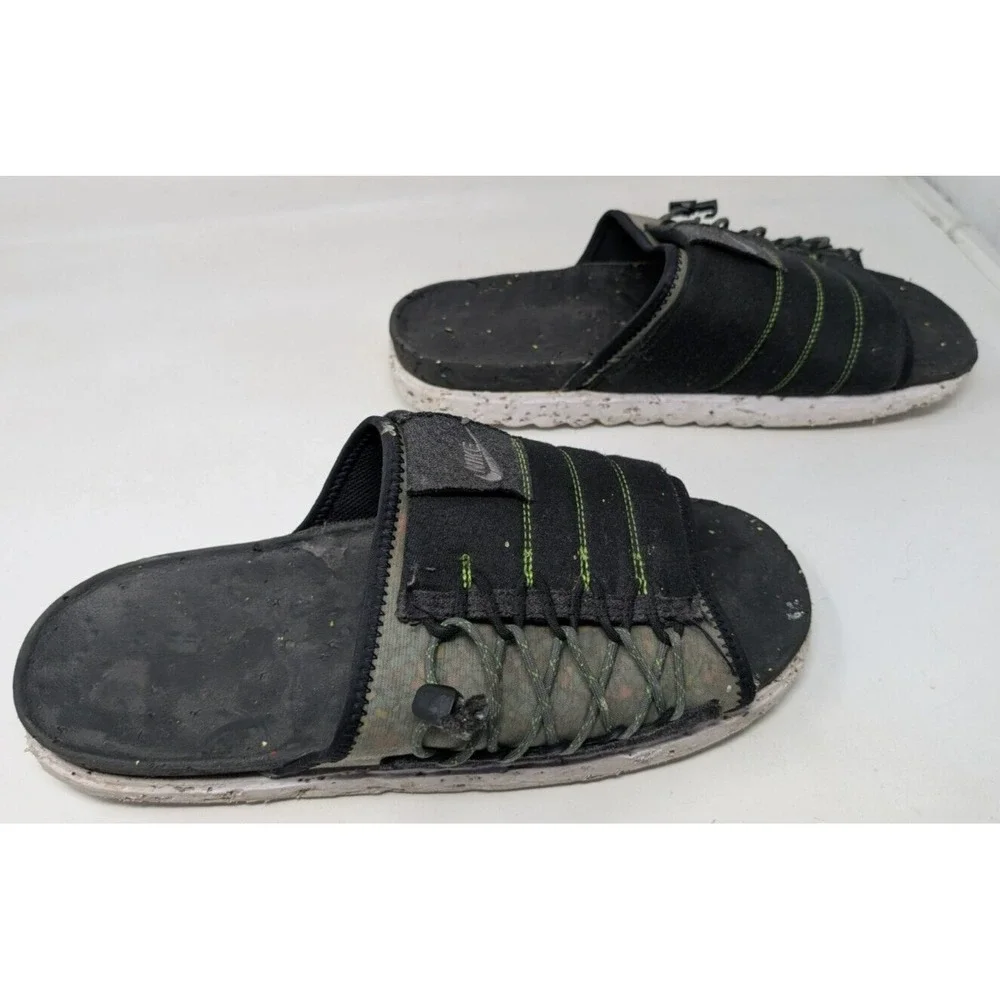 Nike Asuna Men's Size 14 Crater Slides Black Green Sandal DJ4629-002‎